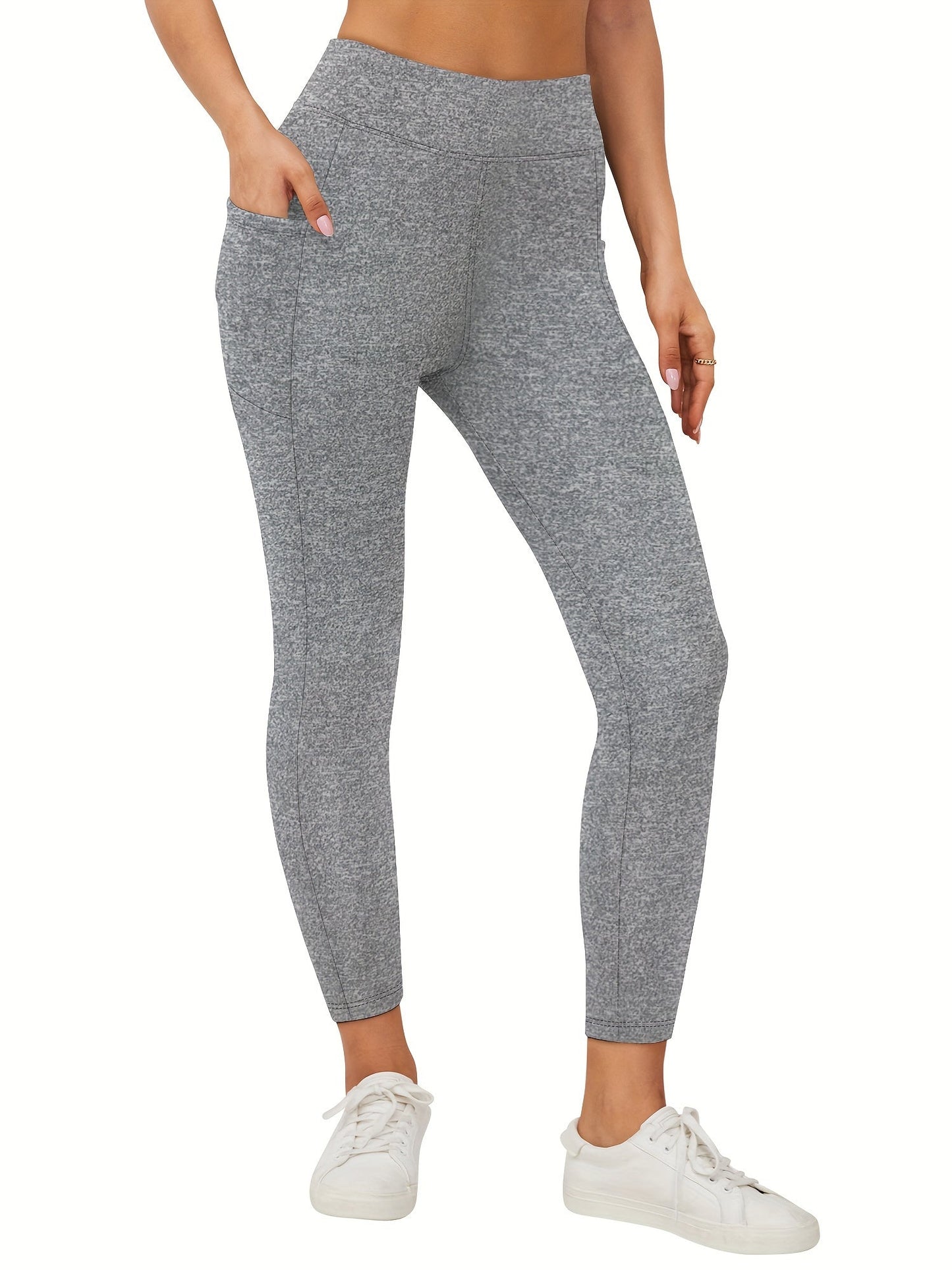 Legging polaire femme taille haute avec poche – doublé chaud hiver