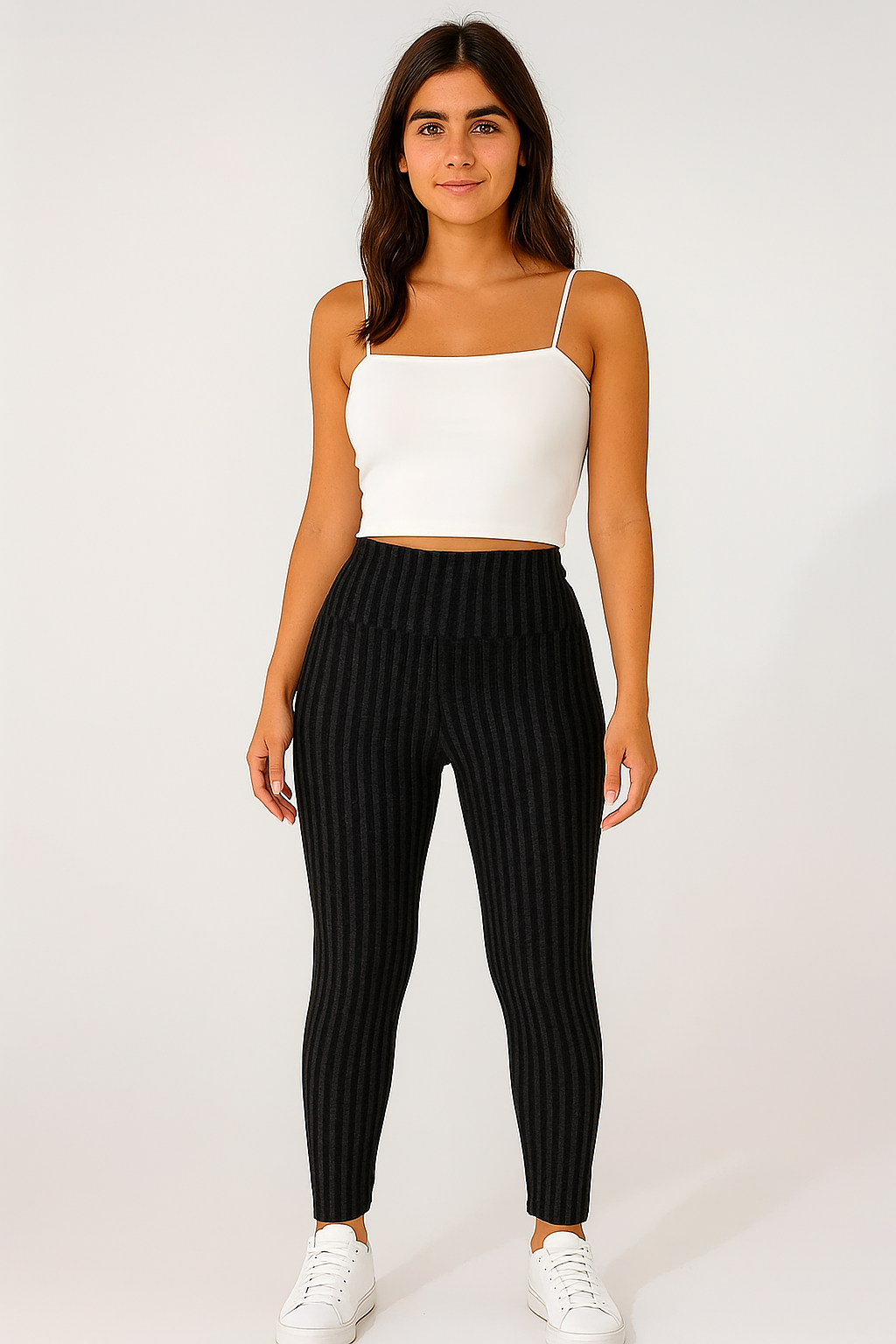 Legging polaire côtelé femme taille haute – confort thermique et style cosy