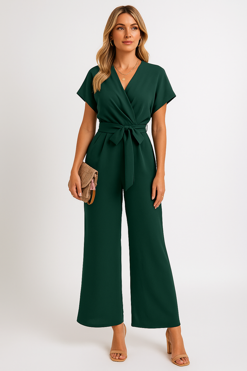 Combinaison portefeuille femme fluide à ceinture nouée