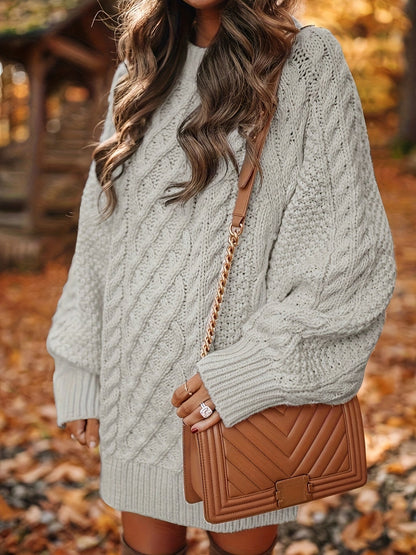 Robe pull grosse maille torsadée oversize femme