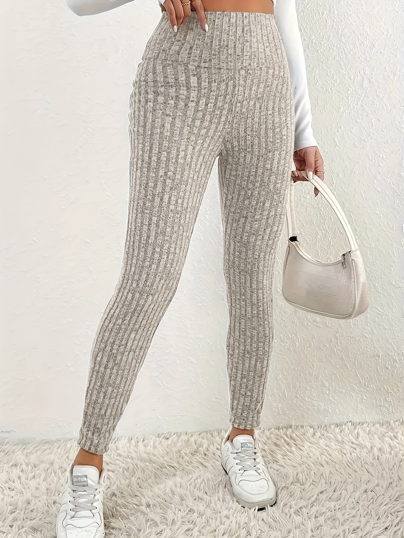 Legging polaire côtelé femme taille haute – confort thermique et style cosy