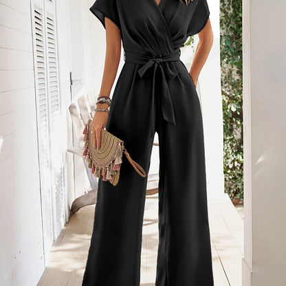 Combinaison portefeuille femme fluide à ceinture nouée