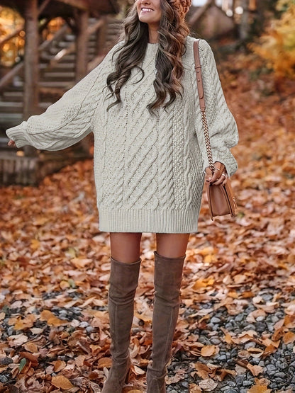 Robe pull grosse maille torsadée oversize femme