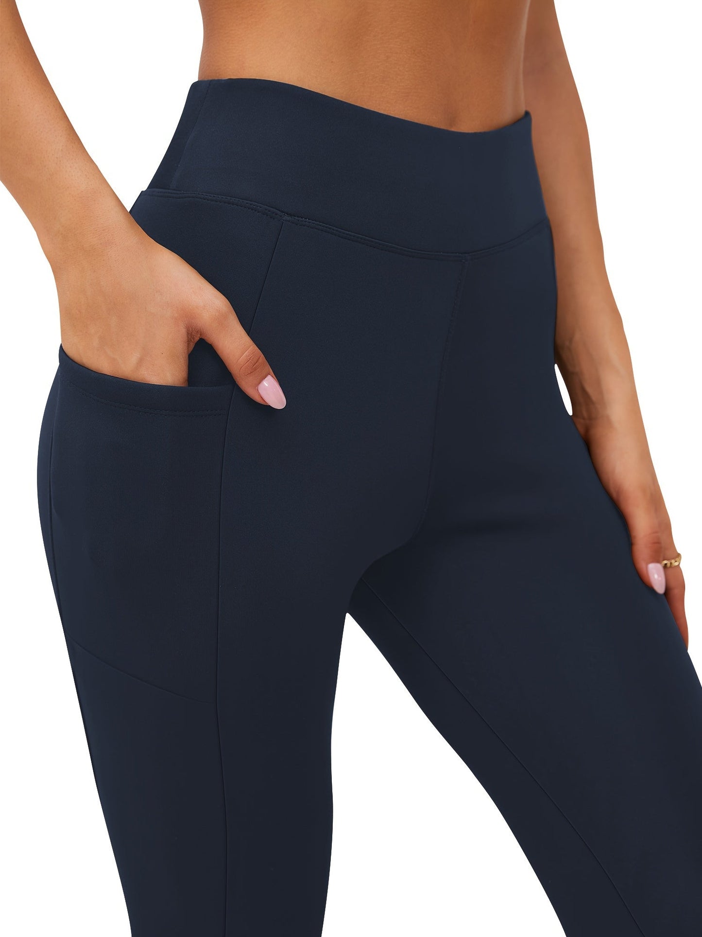 Legging polaire femme taille haute avec poche – doublé chaud hiver