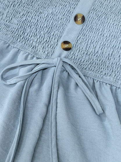 Combishort bustier femme à smocks et boutons décoratifs