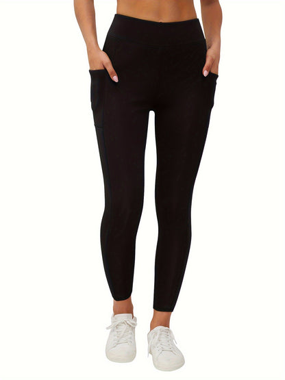 Legging polaire femme taille haute avec poche – doublé chaud hiver