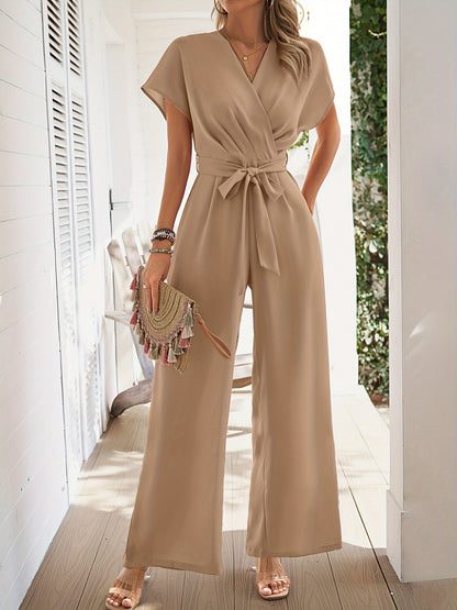 Combinaison portefeuille femme fluide à ceinture nouée