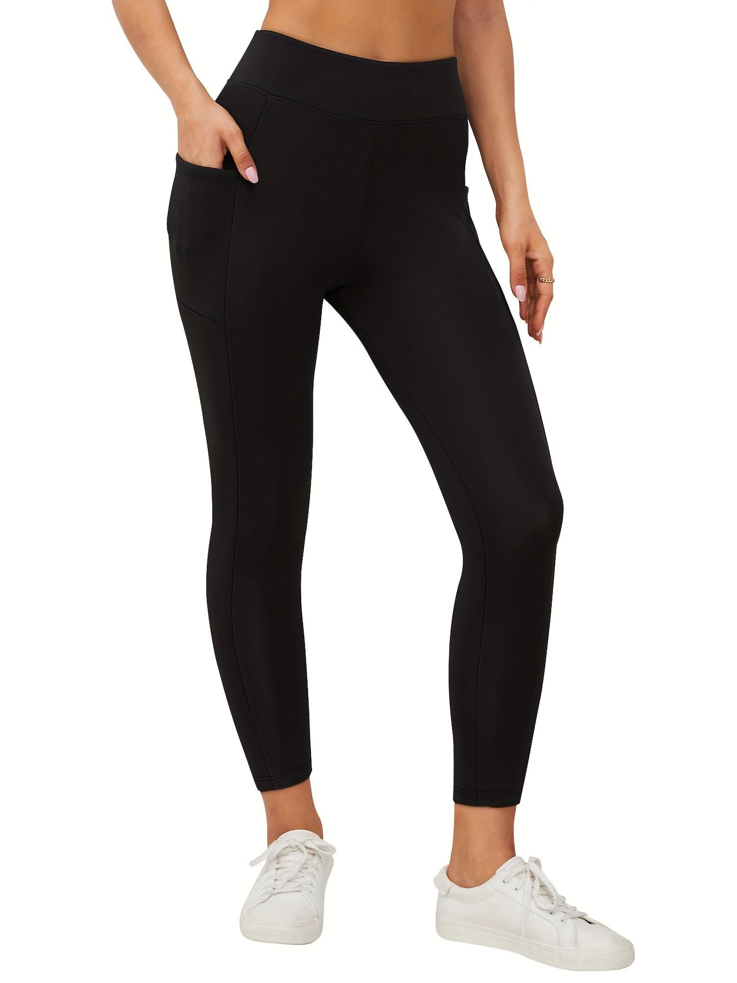 Legging polaire femme taille haute avec poche – doublé chaud hiver