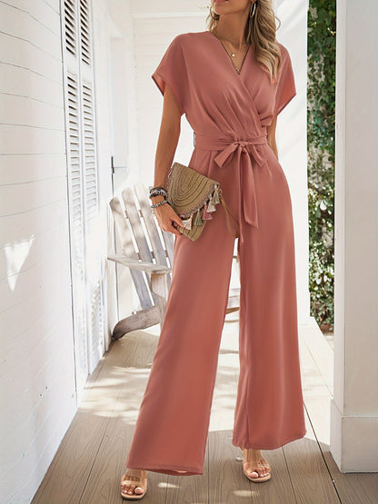 Combinaison portefeuille femme fluide à ceinture nouée