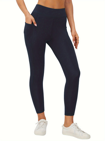 Legging polaire femme taille haute avec poche – doublé chaud hiver